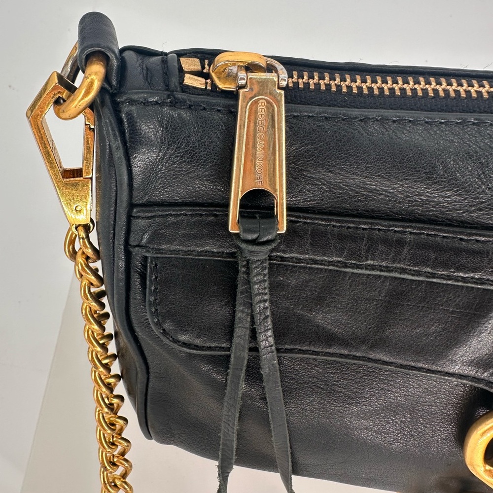 Rebecca Minkoff Black Leather Crossbody Bag w/ Gold Hardware - Picture 3 of 12